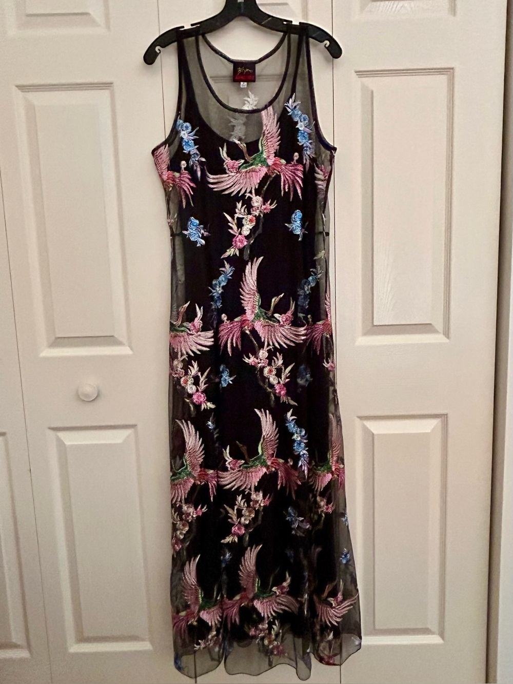 Johnny Was -Meol Mazzy A line Mesh Bird of Paradise Embroidered Dress (Slip) - Picture 11 of 13
